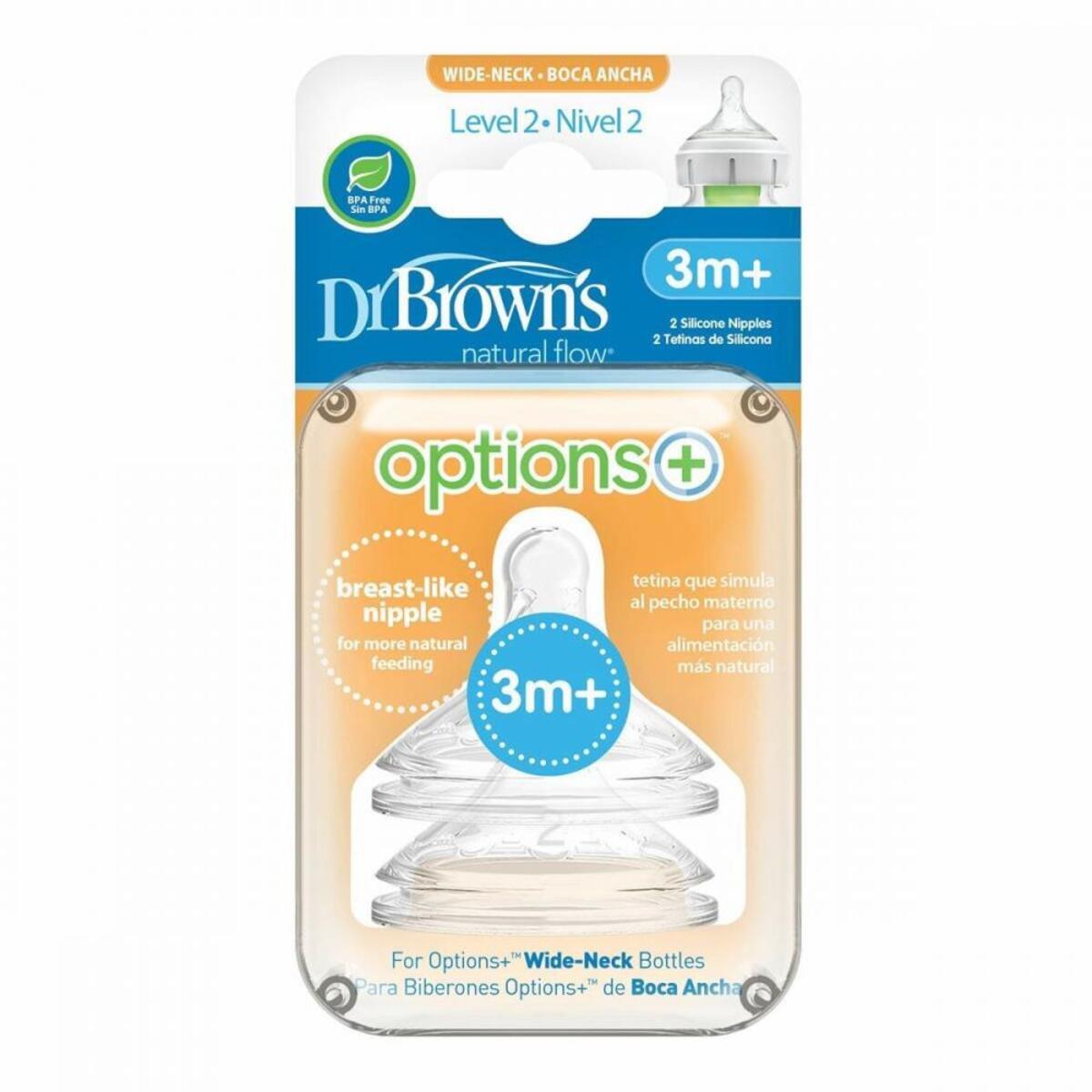 Dr Browns Options+ Geniş Ağız Silikon Biberon Emziği 2li 3+ Ay 2.Aşama