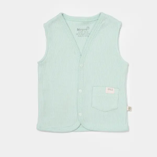 Bibaby Organik Yelek Waffle Smile Mint