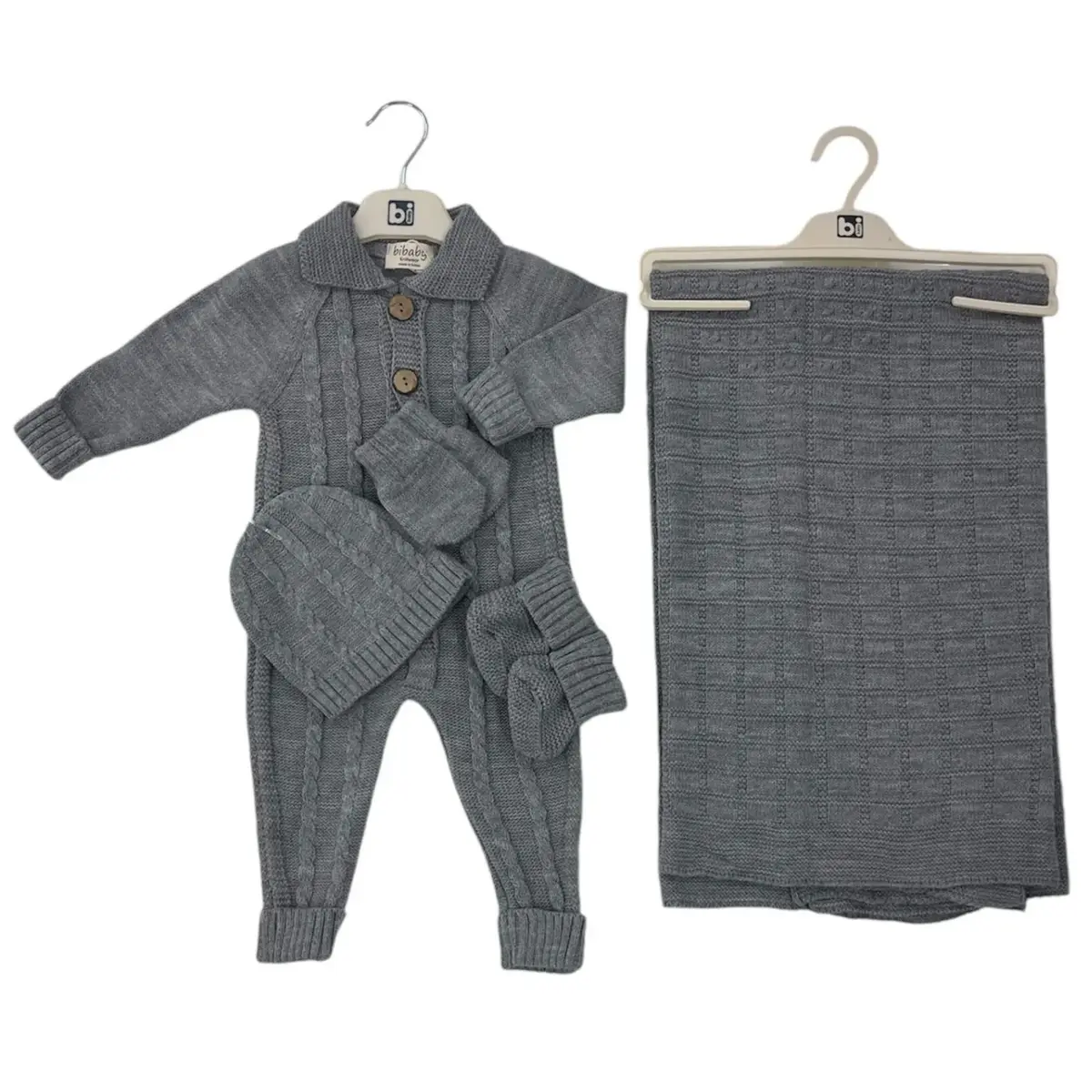 Bibaby Hastane Çıkışı 5li Triko Saç Örgü Gri Bibaby Hastane Çıkışı 5li Triko Saç Örgü Gri