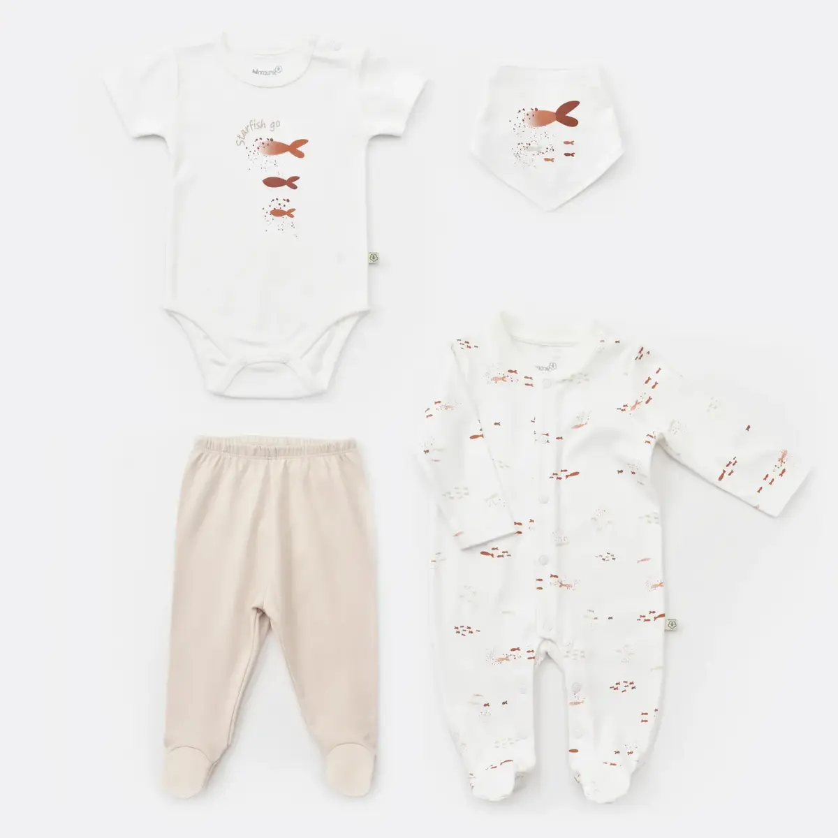 Bibaby Organik Tulum Takımı Tüllü Magic Starfish Latte