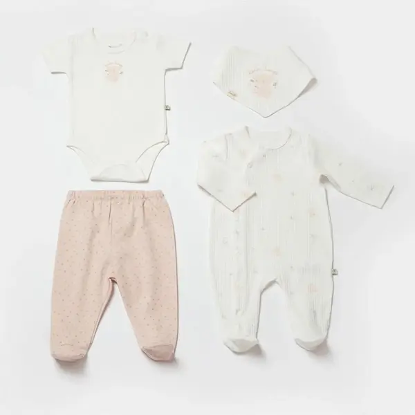 Bibaby Organik Tulum Takımı 4lü Koala Jungle Pembe