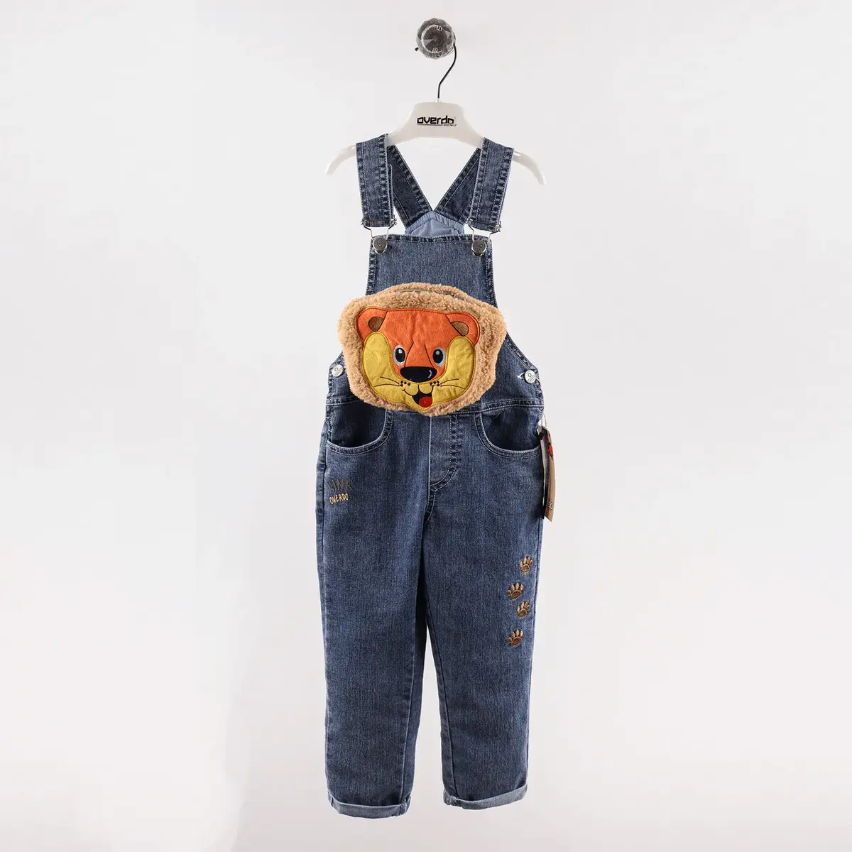 Overdo Salopet Aslan Nakışlı Kot Mavi Denim