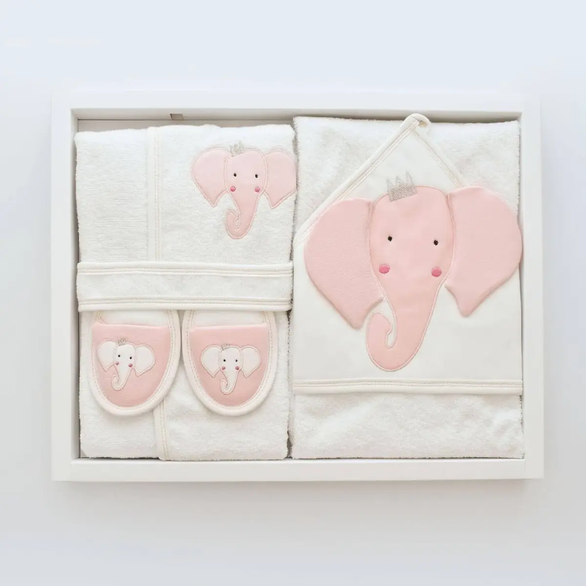 Bibaby Bornoz Takımı Princess Elephant Ekru - Pembe