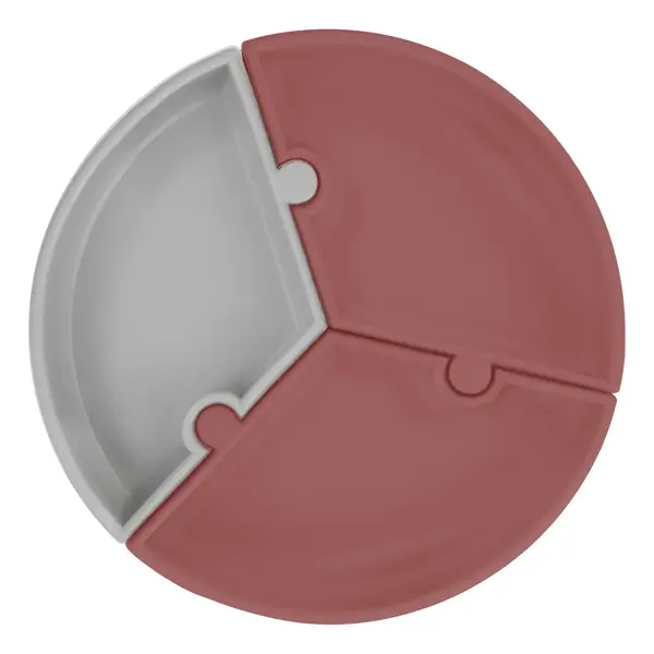 OiOi Puzzle Vakumlu Mama Tabağı Velvet Rose - Powder Grey