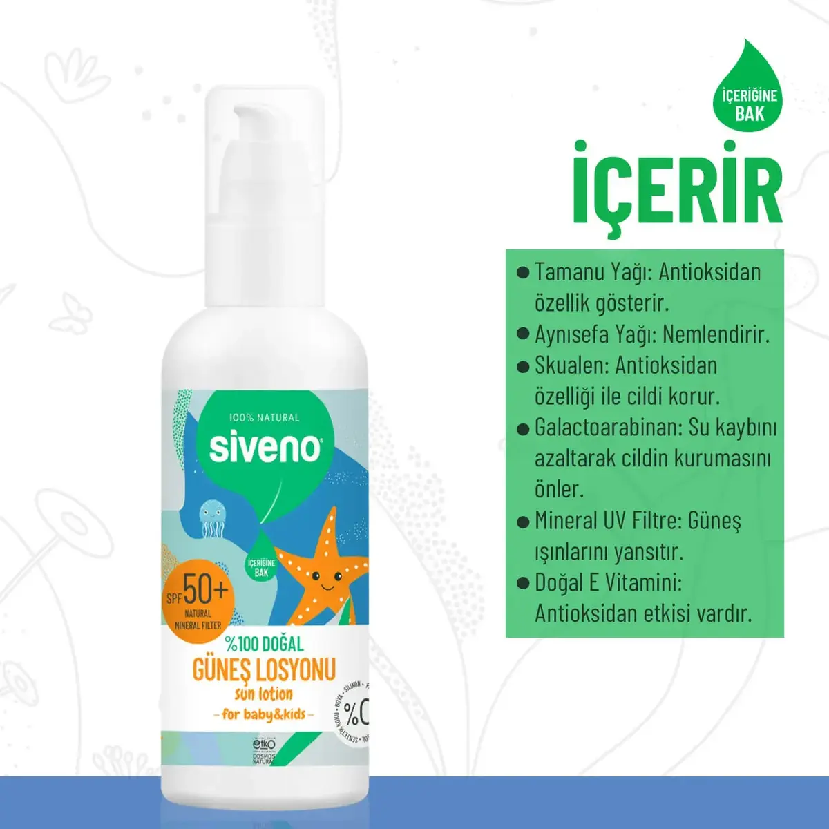 Siveno %100 Doğal Çocuklar İçin Güneş Losyonu 100 ml