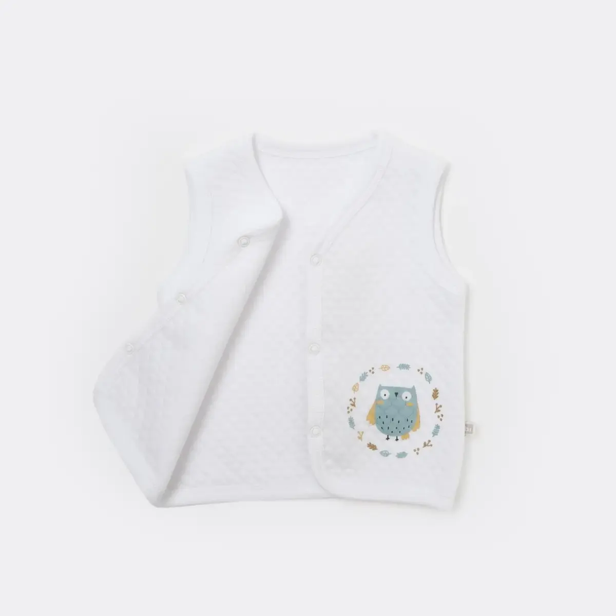 Bibaby Yelek Kapitone Framed Owl Beyaz