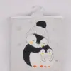 Mini Damla Battaniye Triko Penguen Nakışlı Gri