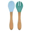 OiOi Mama Kaşığı + Çatal - Mineral Blue - Aqua Green