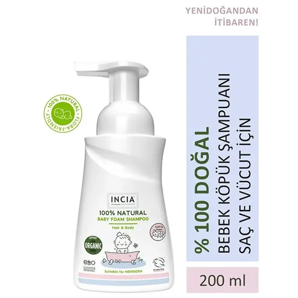 Incia %100 Doğal Bebek Köpük Şampuanı 200ml