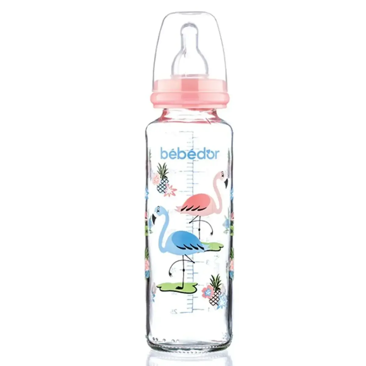 Bebedor Silikon Emzikli Desenli Cam Biberon 250 ml 3+ Ay