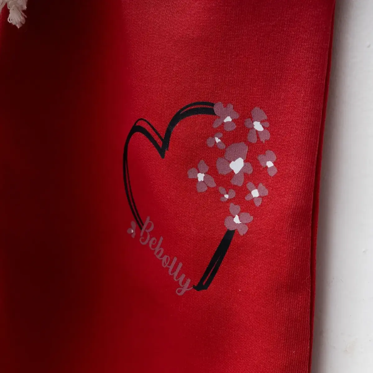 Bebolly Eşofman Altı Kalp Baskılı Kırmızı