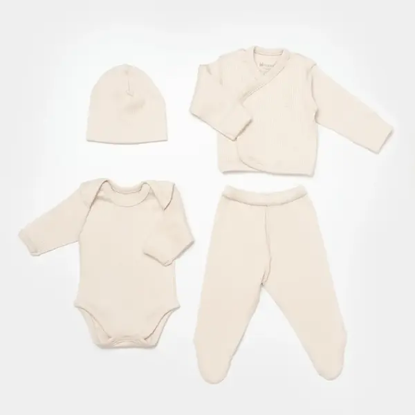 Bibaby Organik Zıbın Takımı 4lü Modal Nature Relax Prematüre Bej
