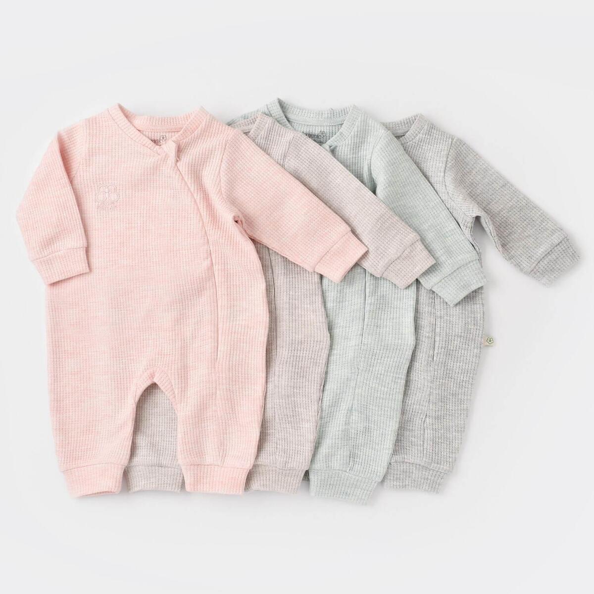 Bibaby Organik Tulum Fermuarlı Nature In Waffle Pembe Melanj