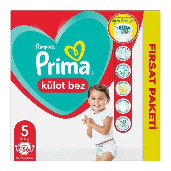 Prima Pants Külot Bebek Bezi 5 Beden Junior 12-17 Kg 56lı Fırsat Paketi