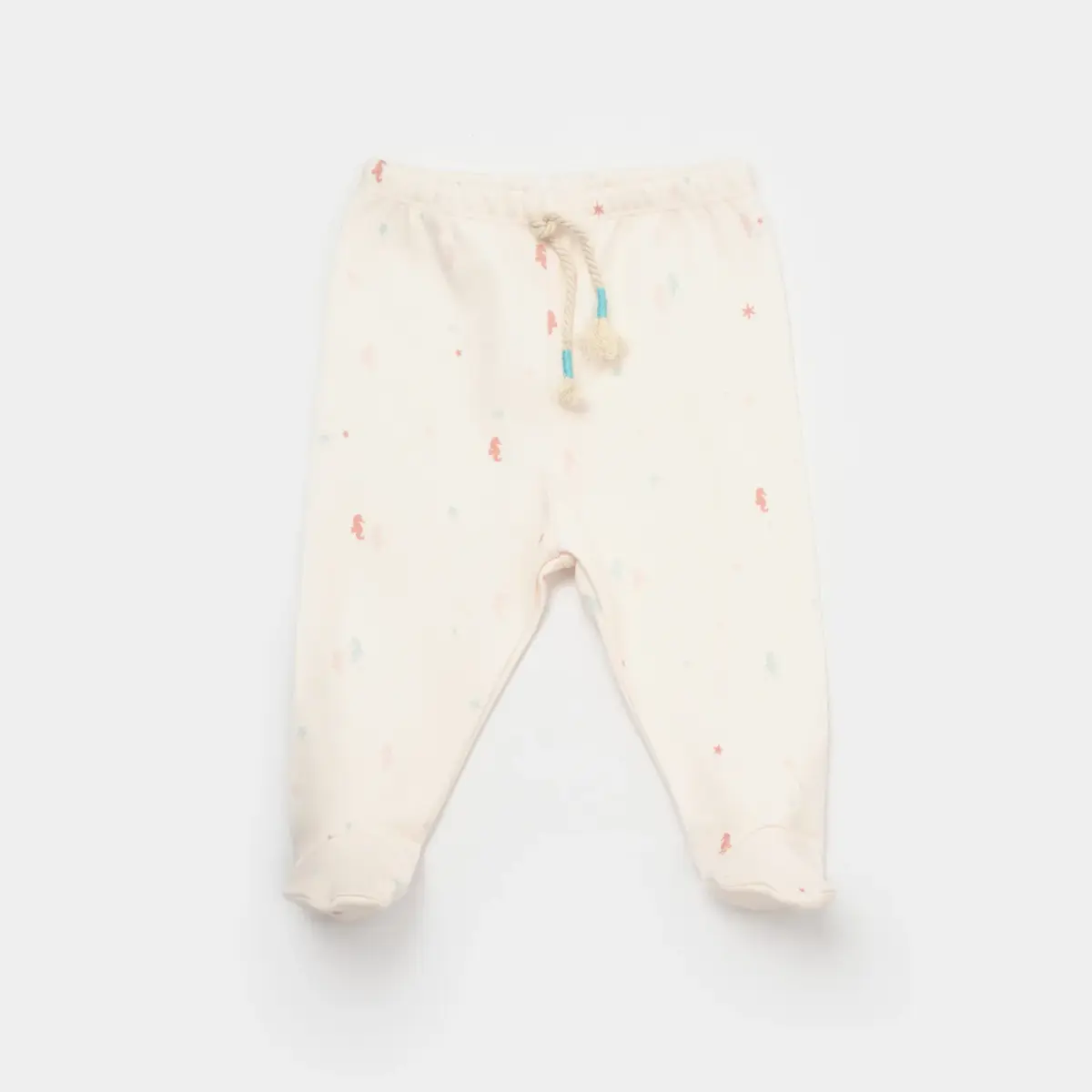 Bibaby Organik Pantolon Patikli Save The Seahorse Bej - Mint