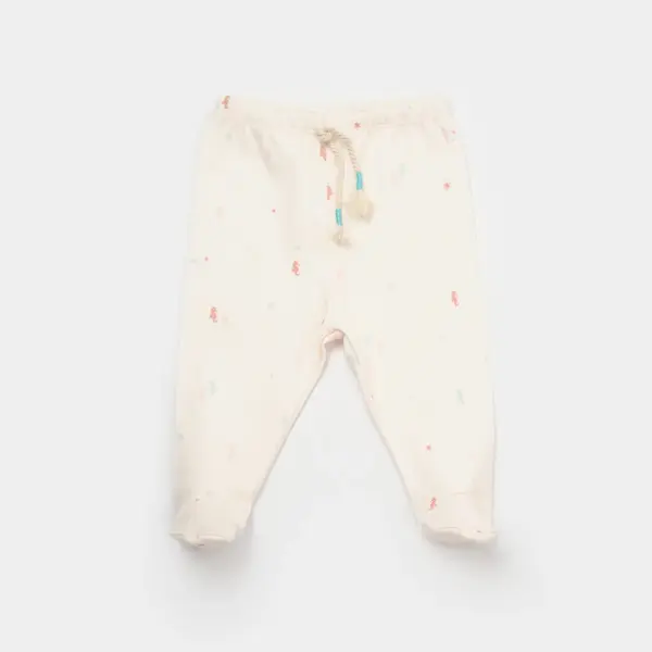 Bibaby Organik Pantolon Patikli Save The Seahorse Bej - Mint