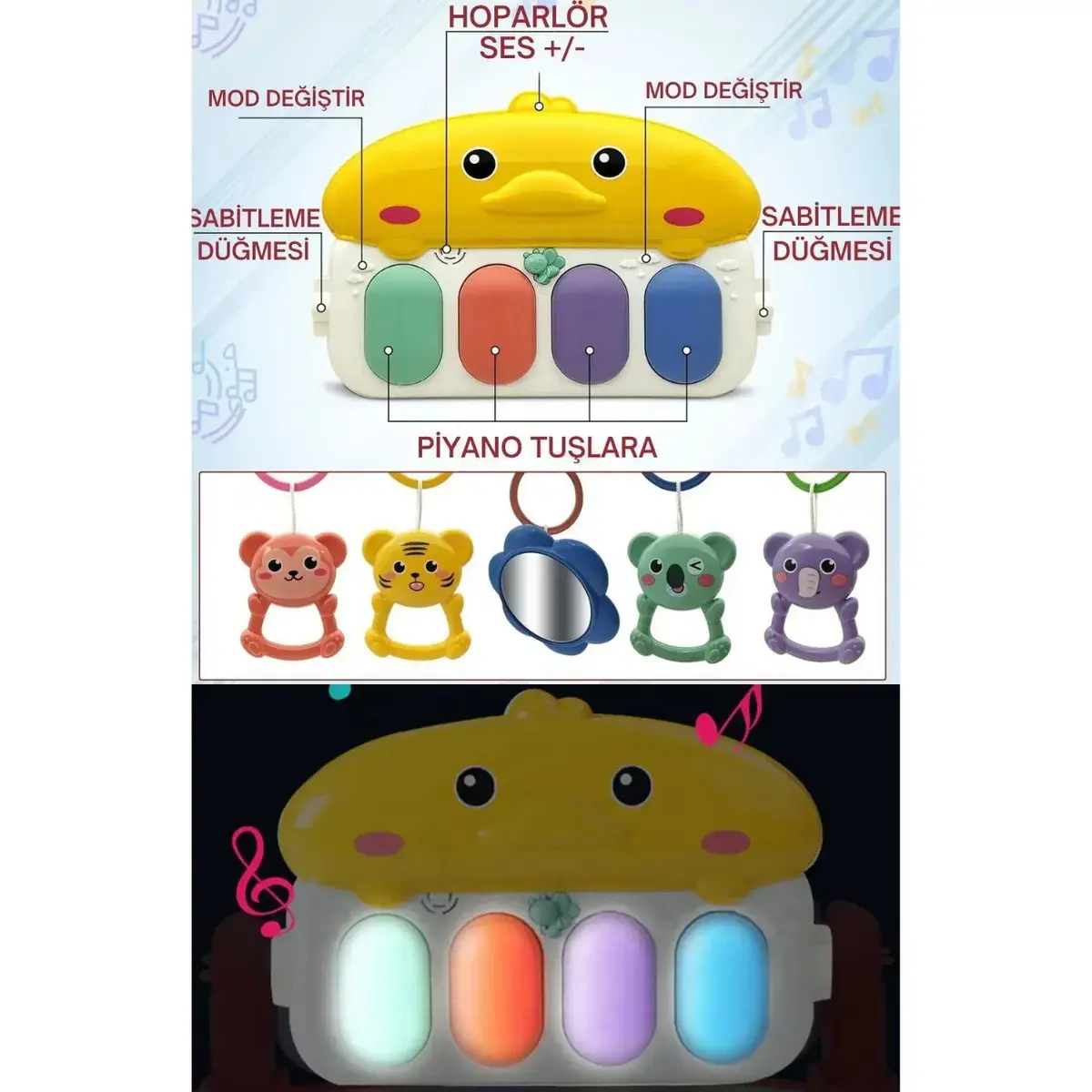 Piyanolu Ördek Gökkuşağı Bebek Oyun Halısı