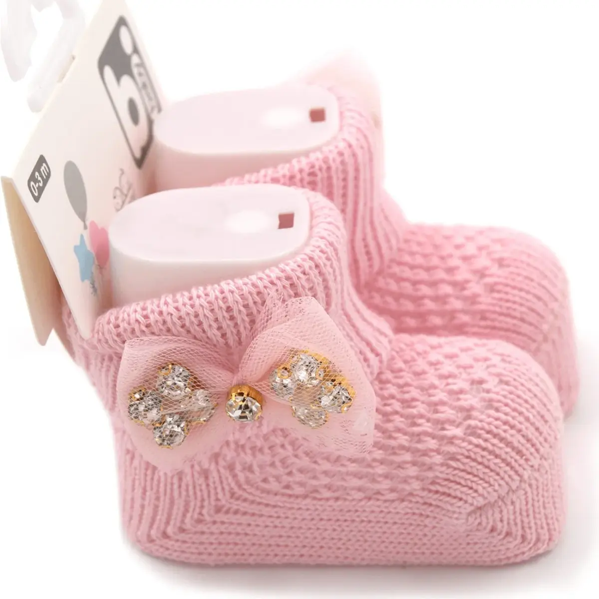 Bibaby Patik Çorap Fiyonklu Taş Pembe