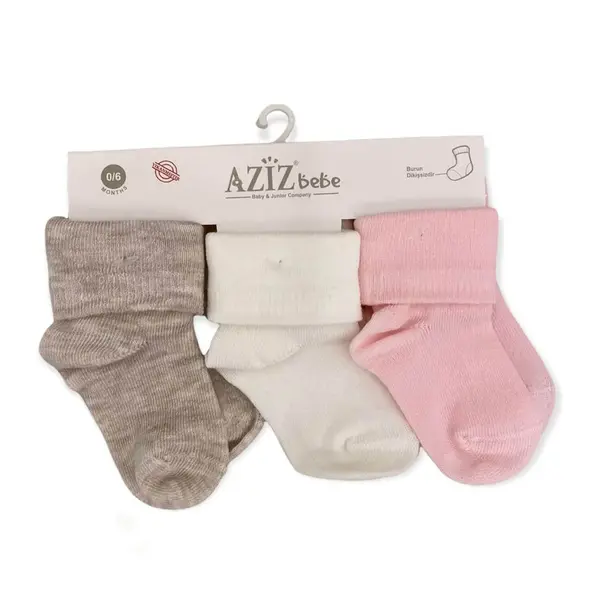 Aziz Bebe Çorap Soket 3lü Pembe