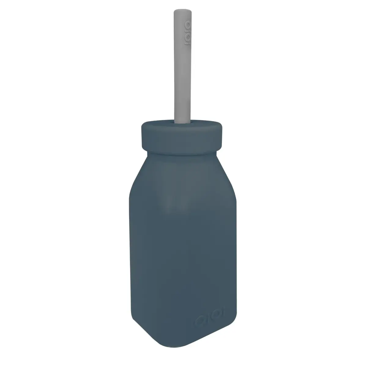 OiOi Şişe + Pipet 6+ Ay Deep Blue - Powder Grey