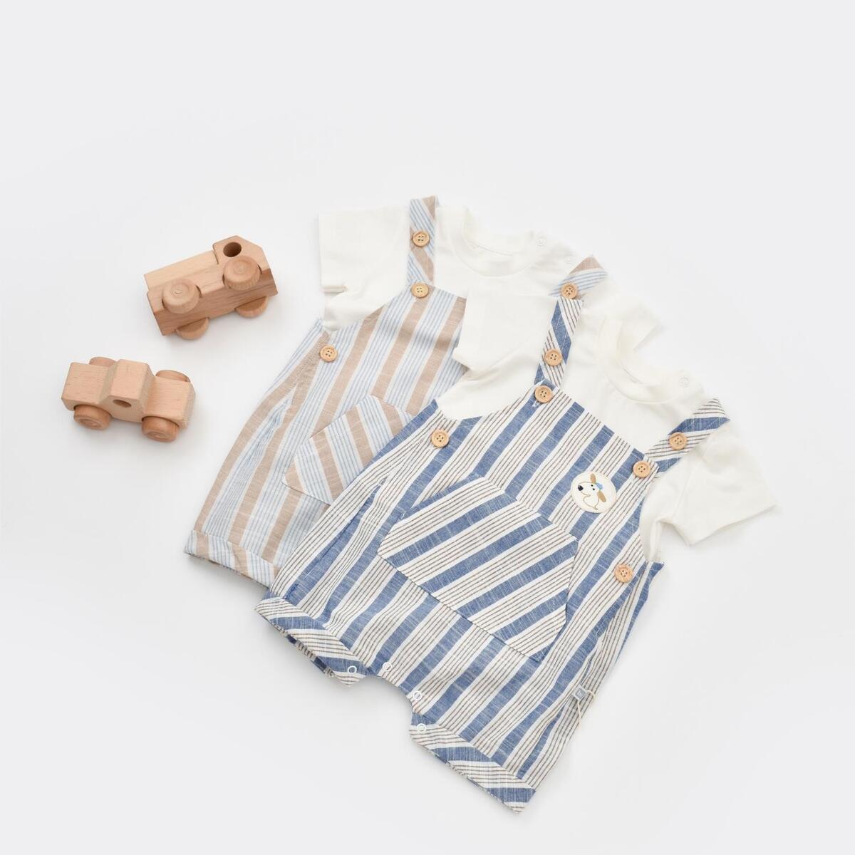 Bibaby Salopet Tulum Stripe Sytle Bej - Mavi