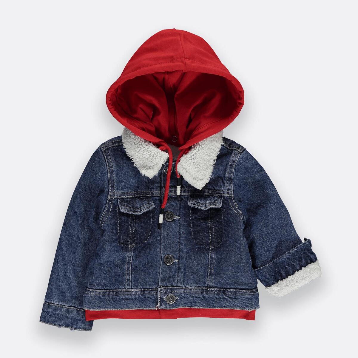 Overdo Ceket Kapüşonlu Welsoftlu Kot Kırmızı