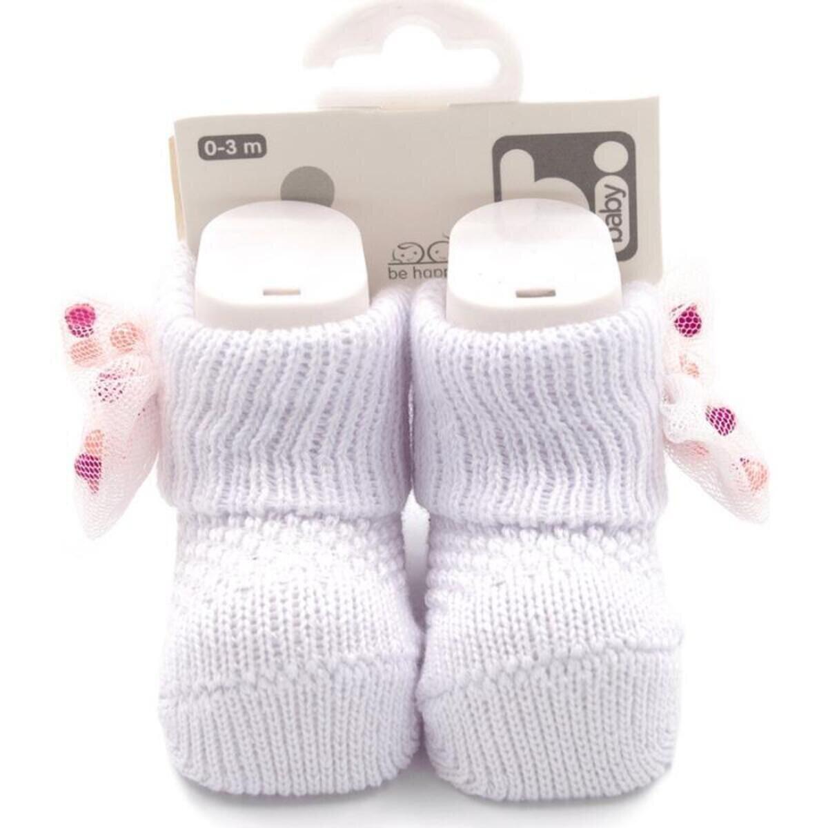 Bibaby Patik Çorap Fiyonklu Taş Beyaz