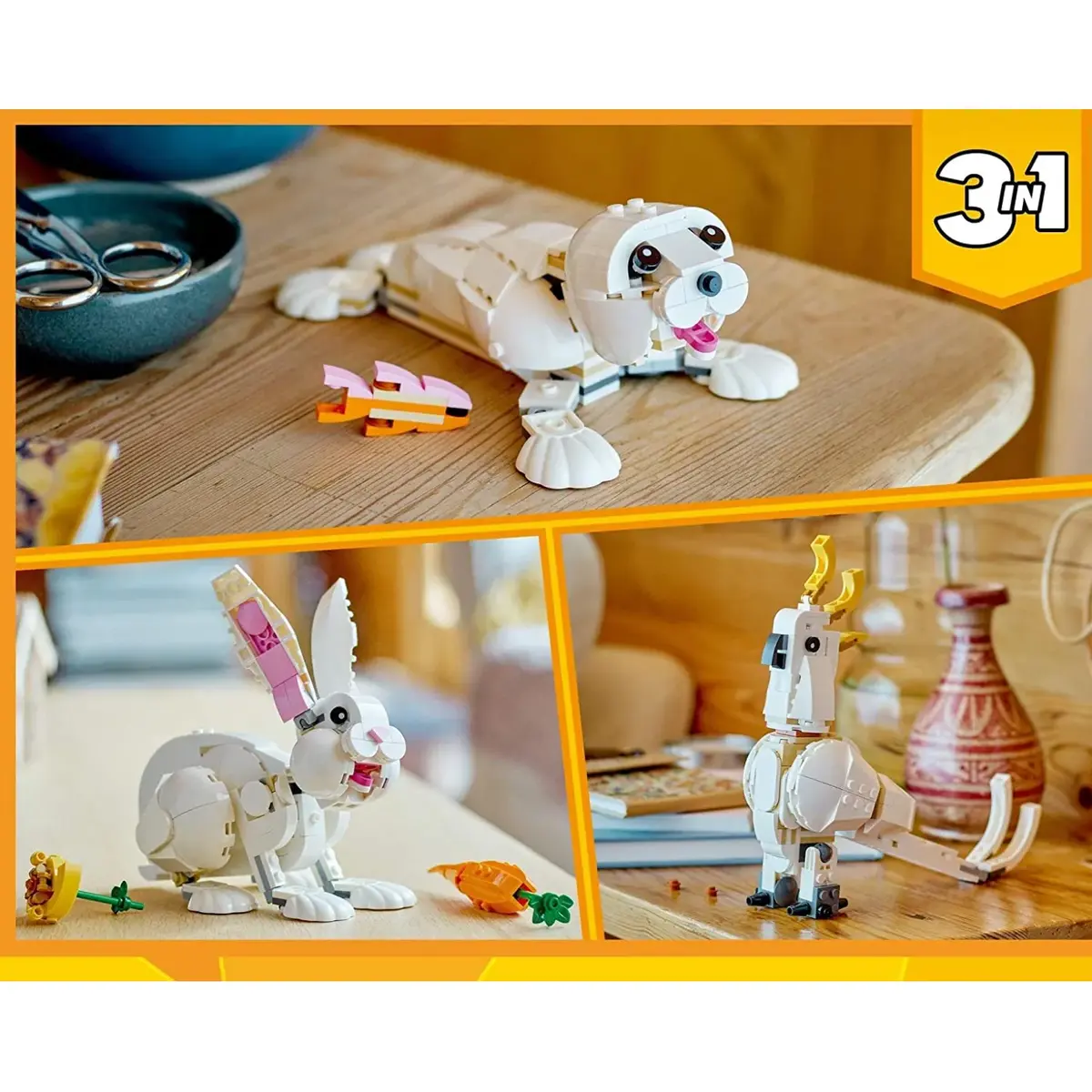 LEGO Creator 3’ü 1 Arada Beyaz Tavşan 31133 Oyuncak Yapım Seti 31133