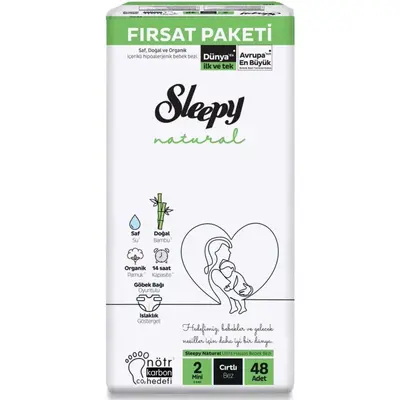 Sleepy Bebek Bezi Natural 2 Beden Mini 3-6 Kg 48li Fırsat Paket