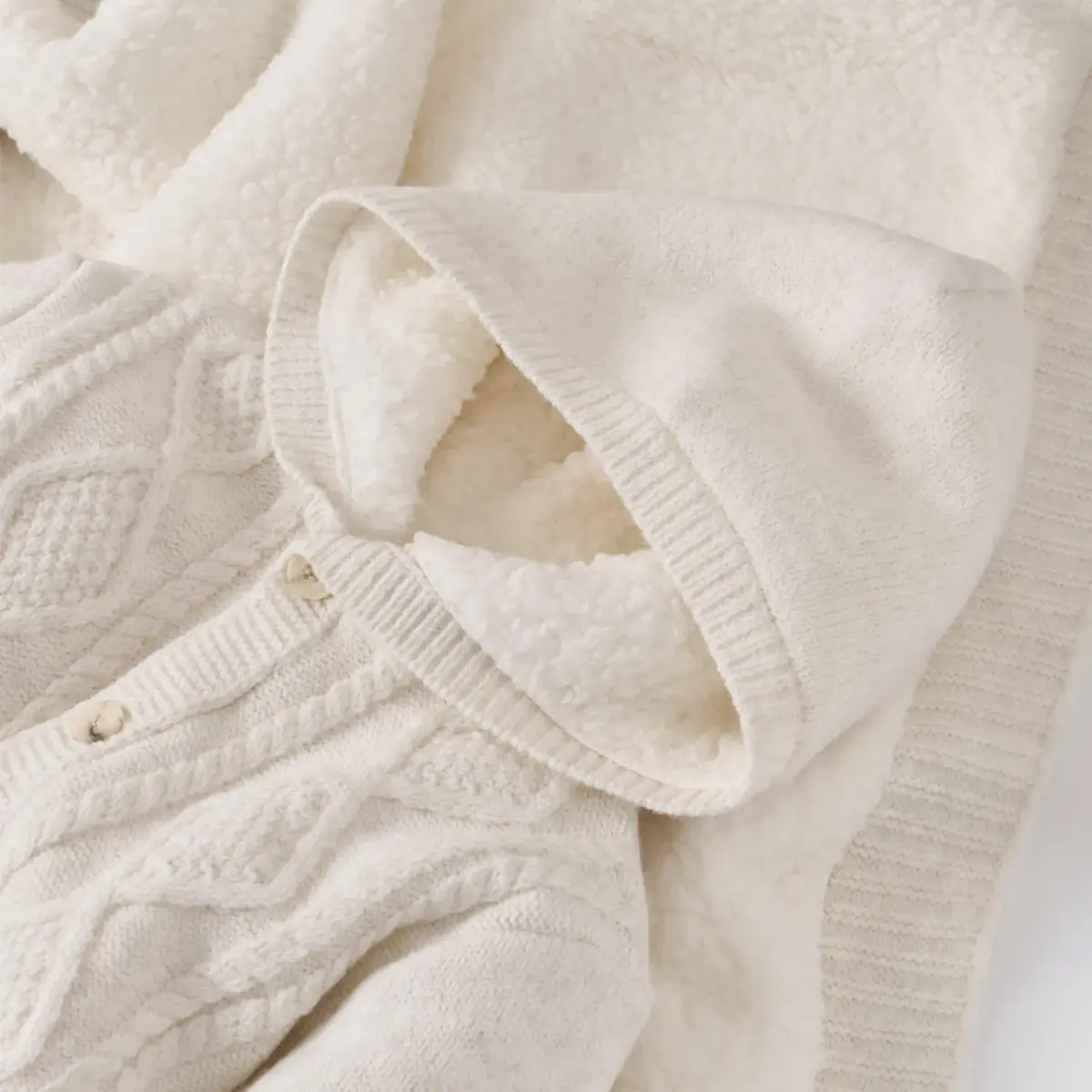 Bibaby Tulum Triko Welsoft Desenli Ekru