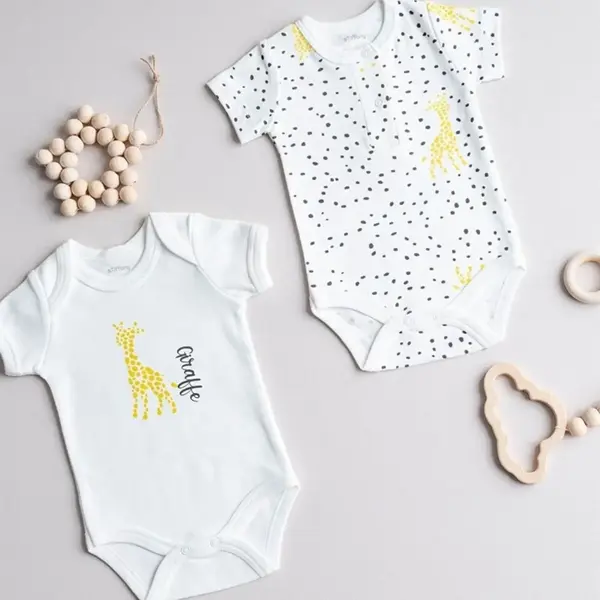 Tiffany Body Yarım Kol 2li Giraffe Theme Ekru