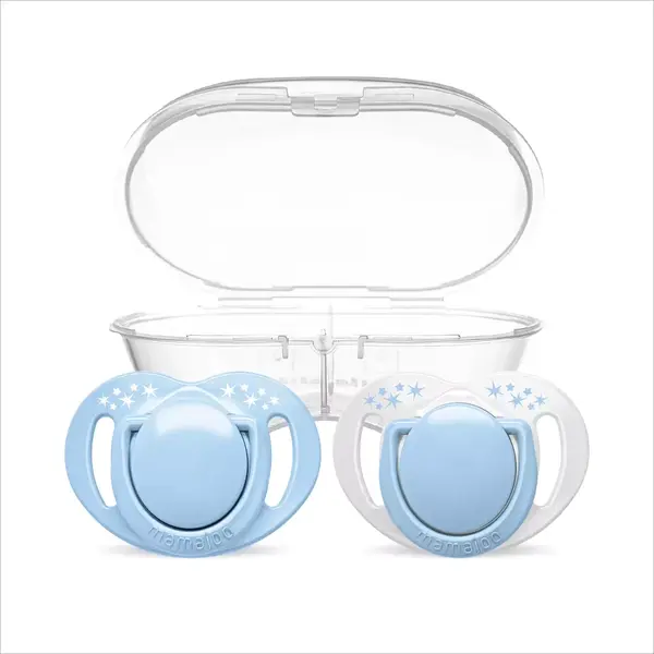Mamajoo Ortodontik Silikon Emzik Sterilizasyon & Saklama Kutusu 6Ay+ Powder Blue 2li