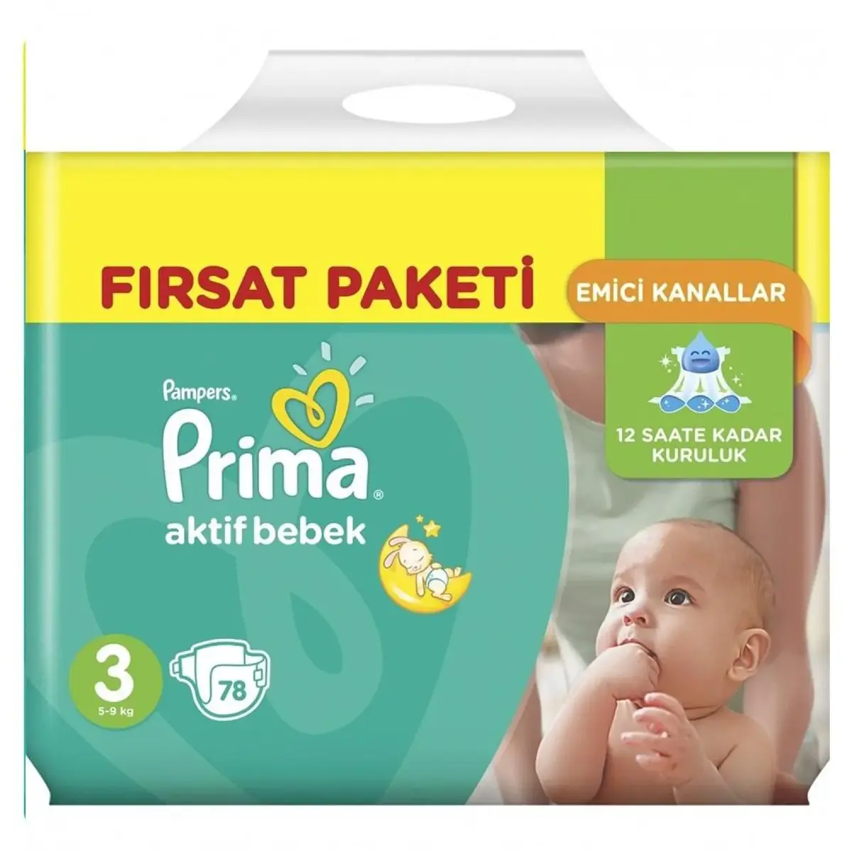 Prima Aktif Bebek Bezi 3 Beden Midi 4-9 Kg 78li Fırsat Paketi