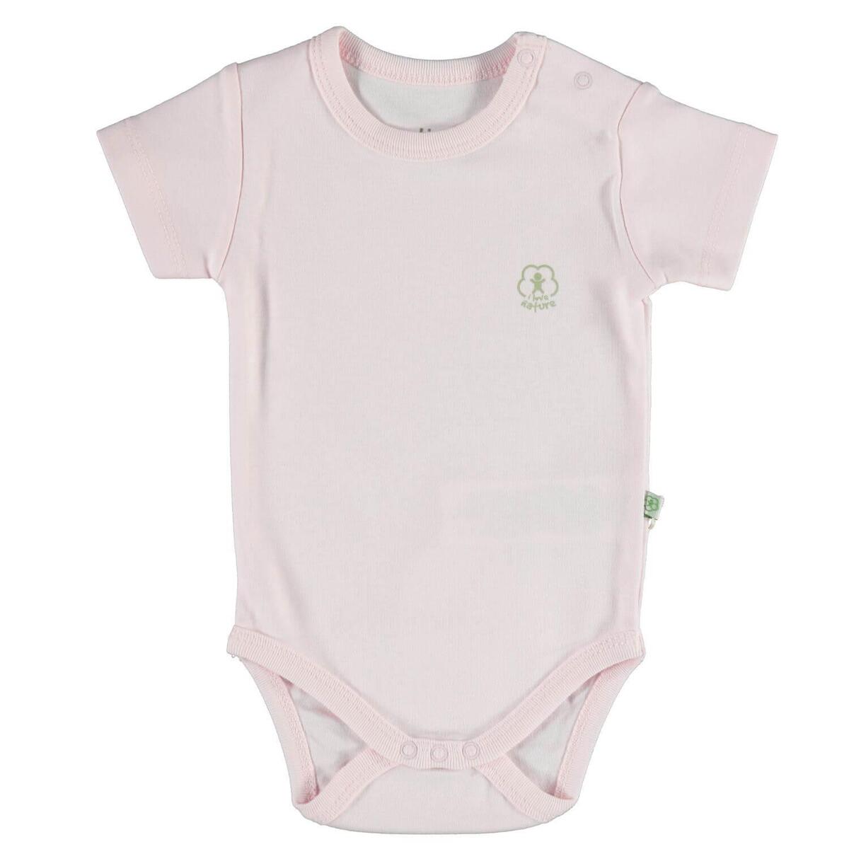 Bibaby Organik Body Kısa Kol Basic Nature Pembe