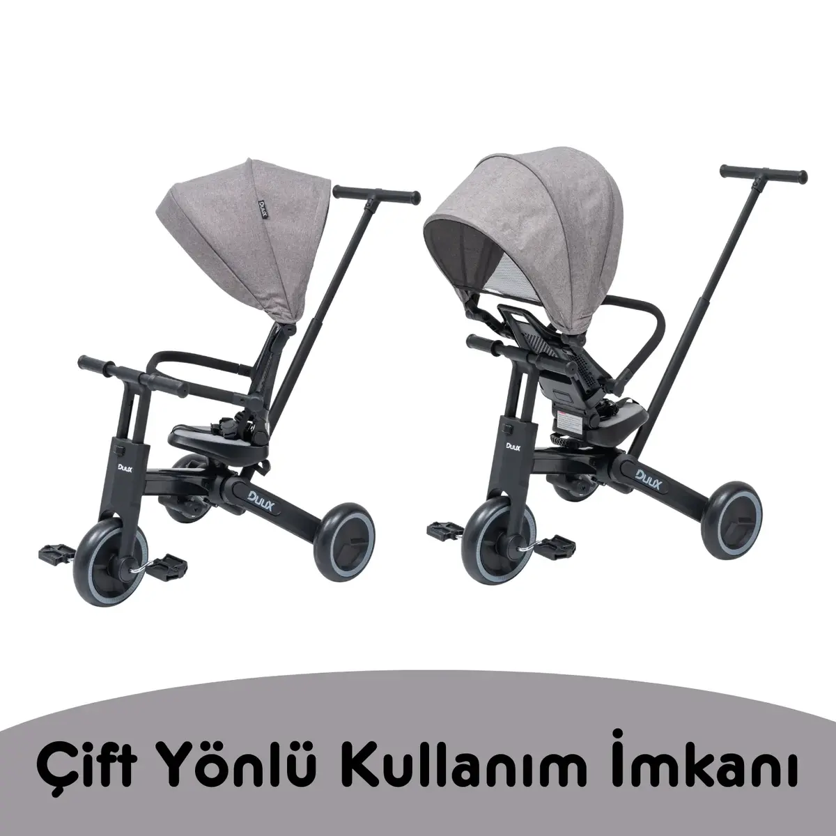 Duux Trike D56 7 in 1 Üç Tekerlekli Bisiklet Gri