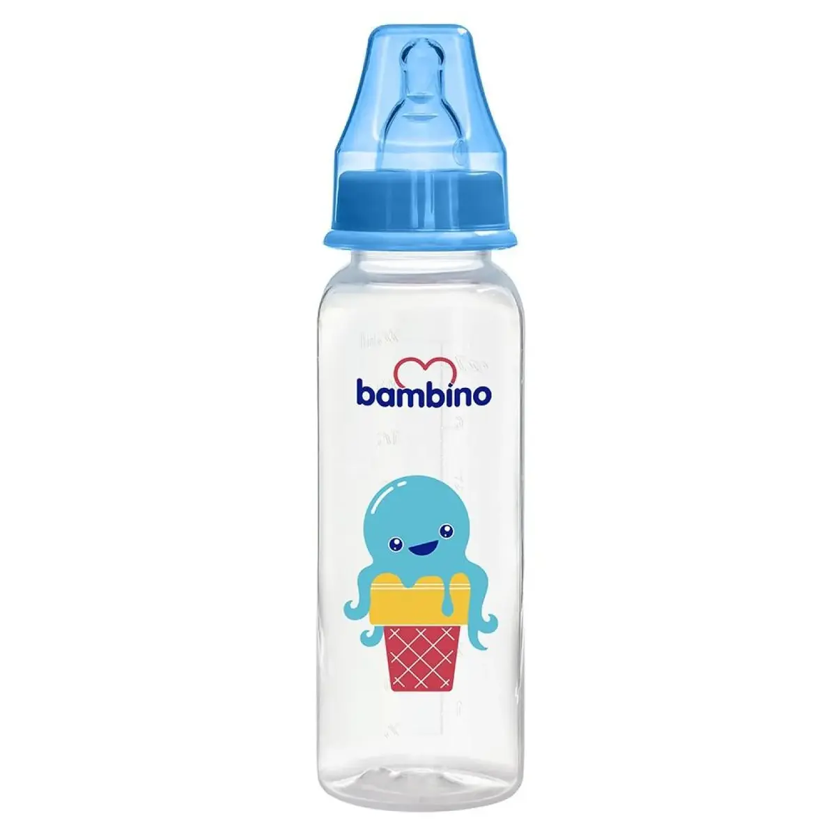 Bambino Silikon Emzikli Standart PP Biberon 250 ml Mavi Dondurma