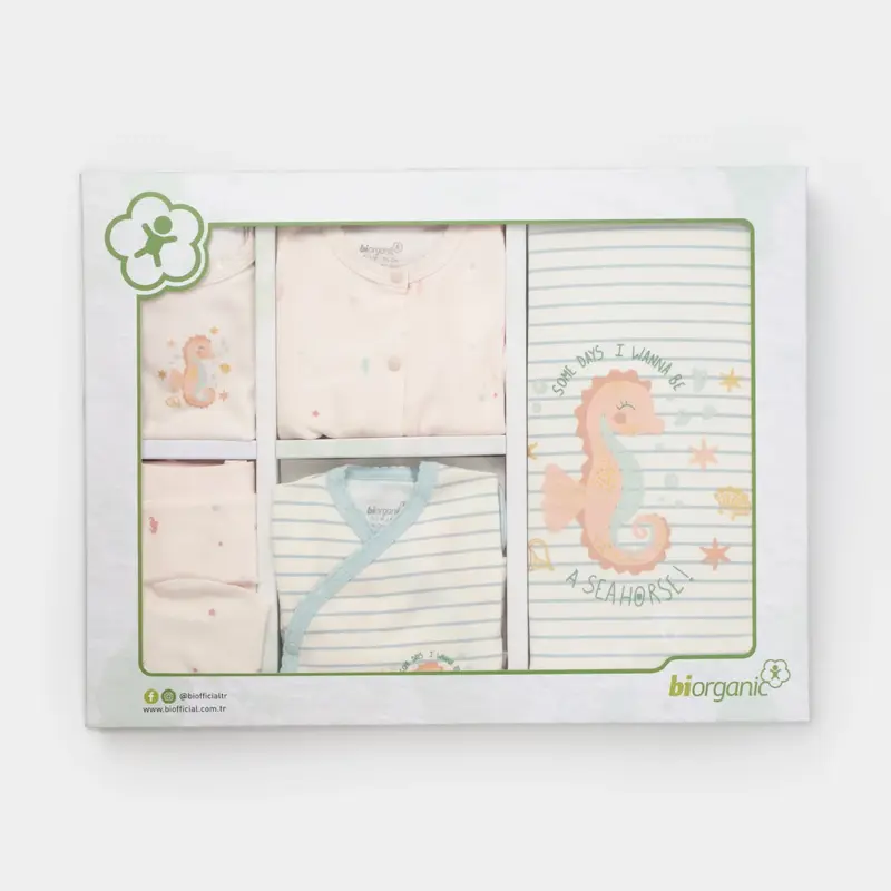 Bibaby Organik Hastane Çıkışı 10lu Save The Seahorse Bej - Mint