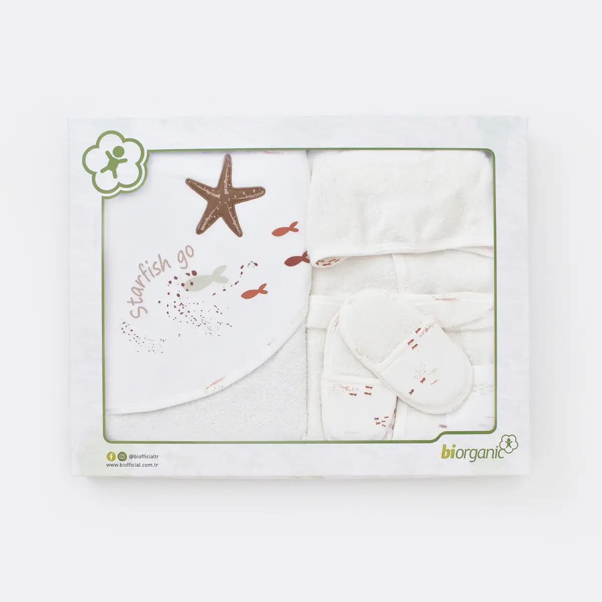 Bibaby Organik Bornoz Takımı Magic Starfish Latte