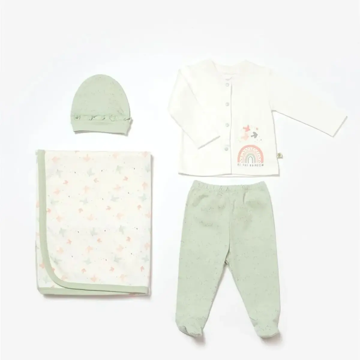 Bibaby Organik Zıbın Takımı Battaniyeli Tüllü Tiny Birds 