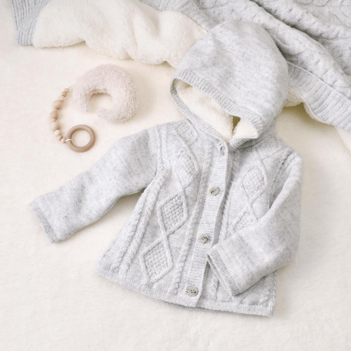 Bibaby Hırka Triko Desenli Welsoftlu Gri