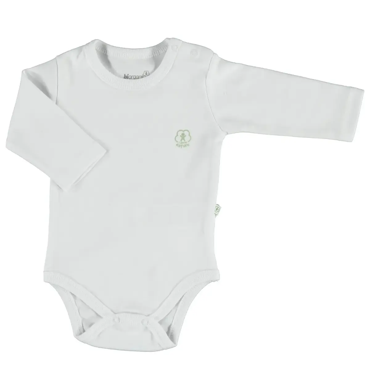 Bibaby Organik Body Uzun Kol Basic Nature Beyaz