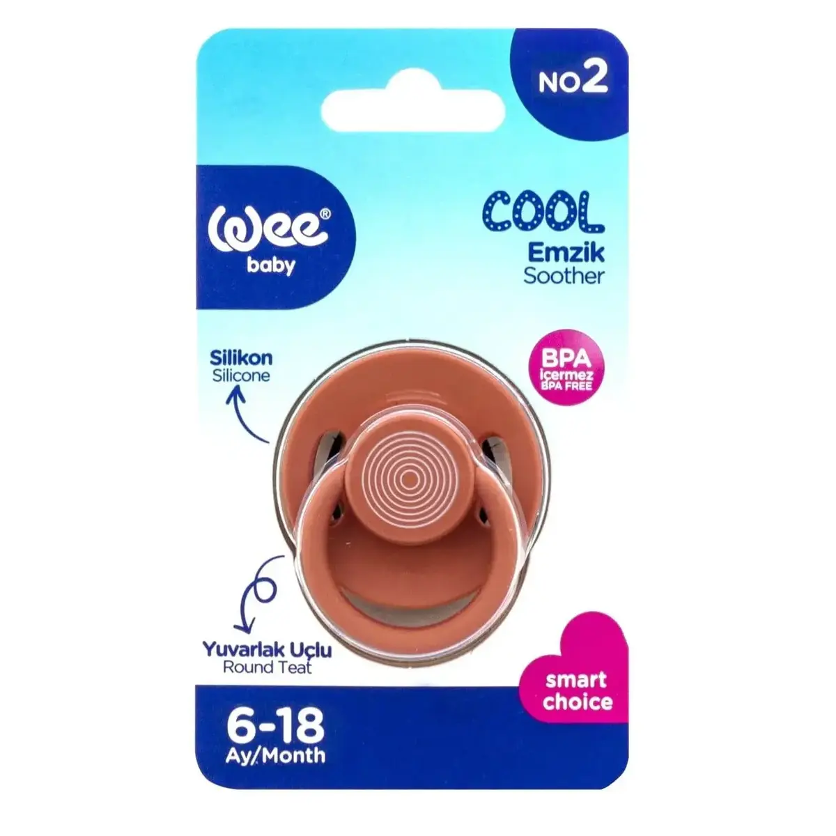 Wee Baby Cool Yuvarlak Uçlu Silikon Emzik No:2 6-18 Ay