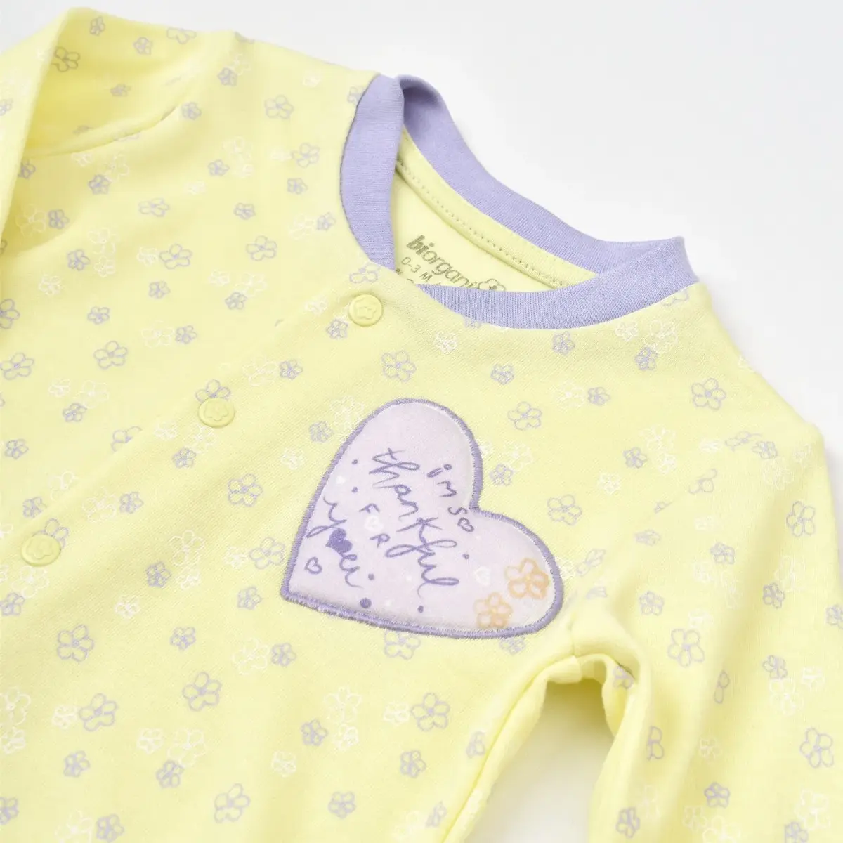 Bibaby Organik Zıbın Takımı Battaniyeli Tüllü Love You Baby Yellow Lavander