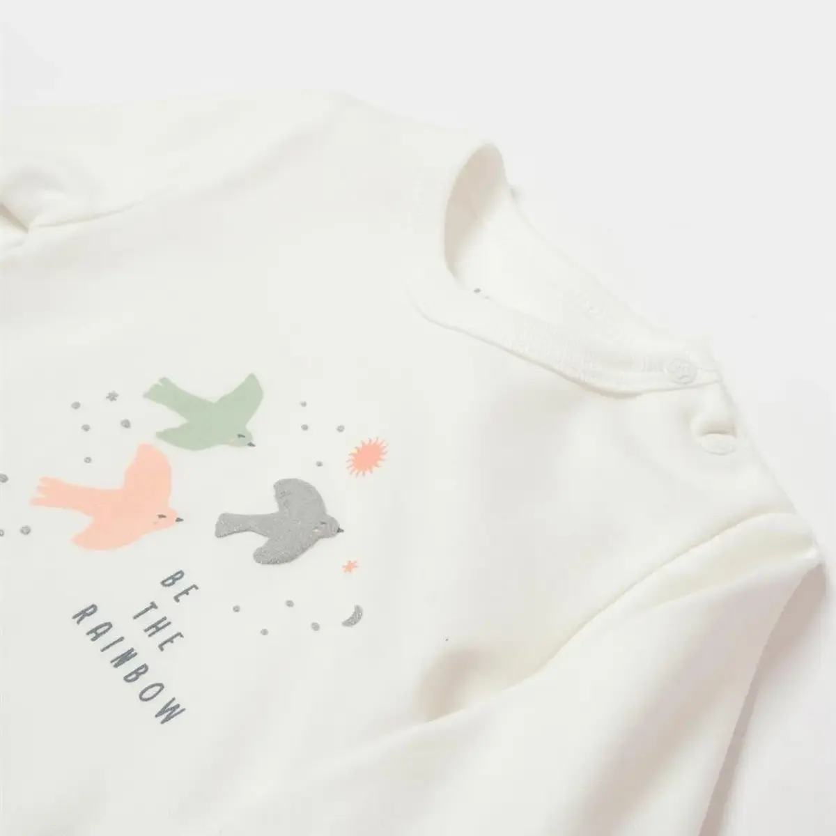 Bibaby Organik Body Tiny Birds Ekru - Yeşil