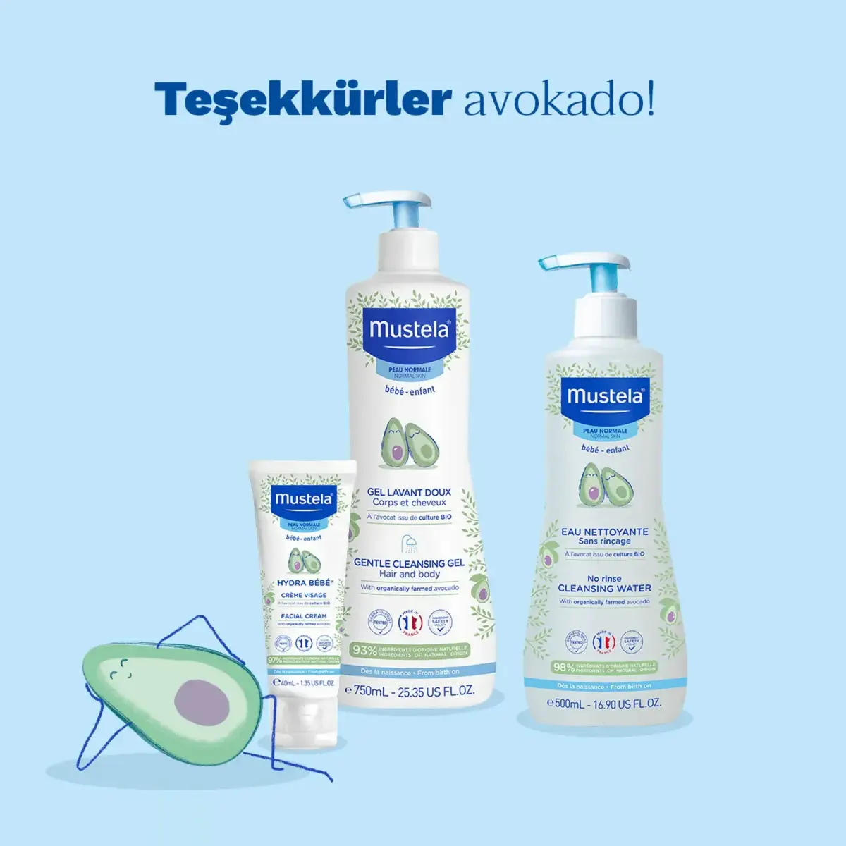Mustela Gentle Avokado Papatya Özlü Bebek Şampuanı 500 ml x 2 Adet