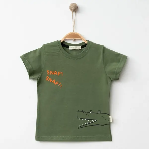 Hira T-Shirt Snap Baskılı Haki