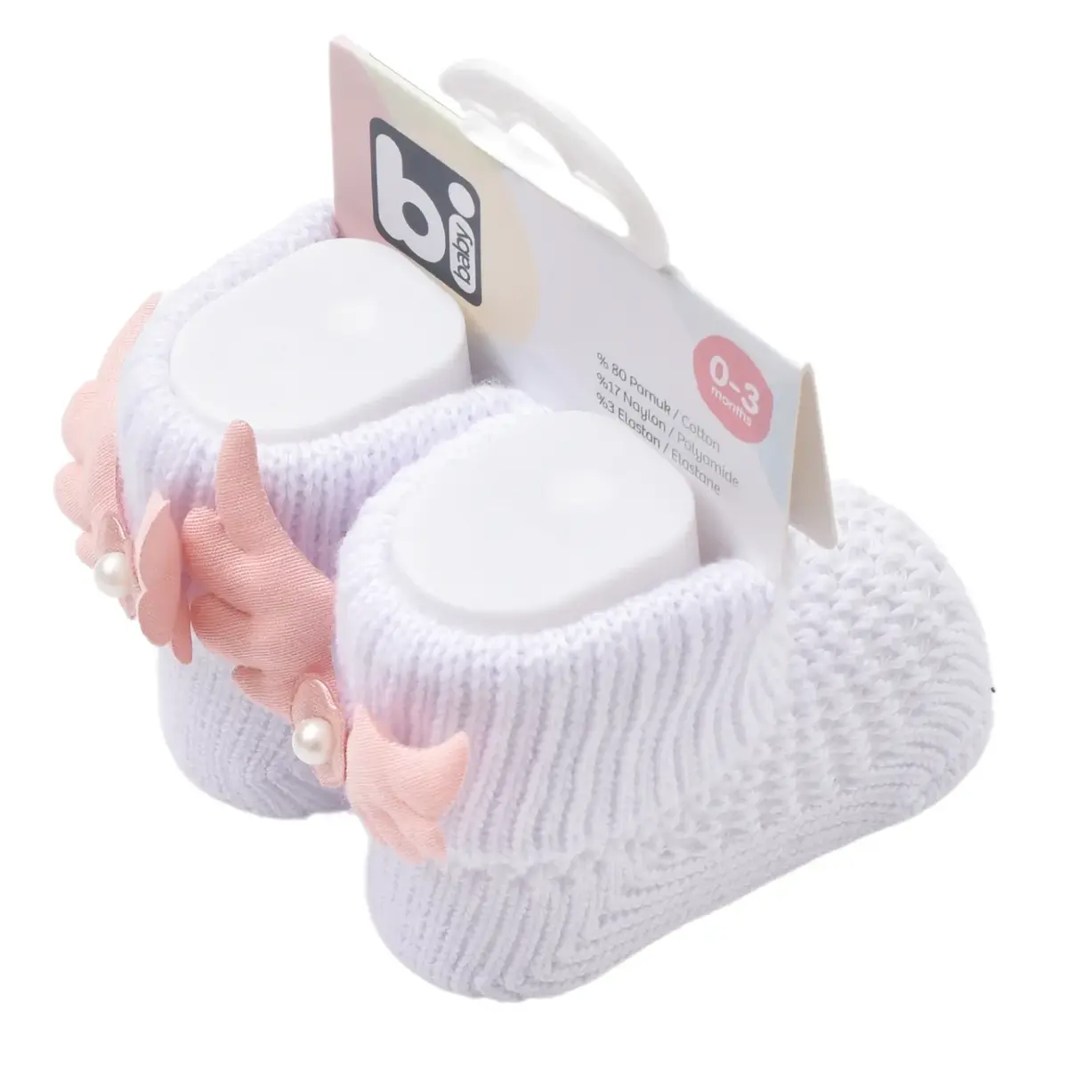 Bibaby Patik Çorap Angel Beyaz - Somon Bibaby Patik Çorap Angel Beyaz - Somon