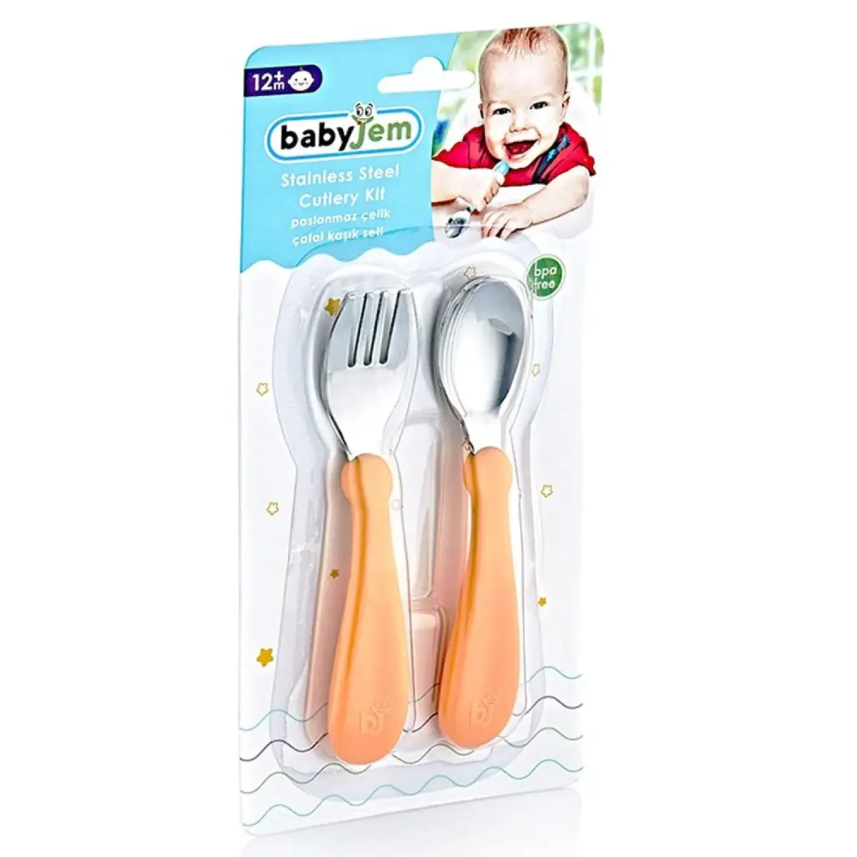 Babyjem Paslanmaz Çelik Çatal Kaşık Seti Pembe