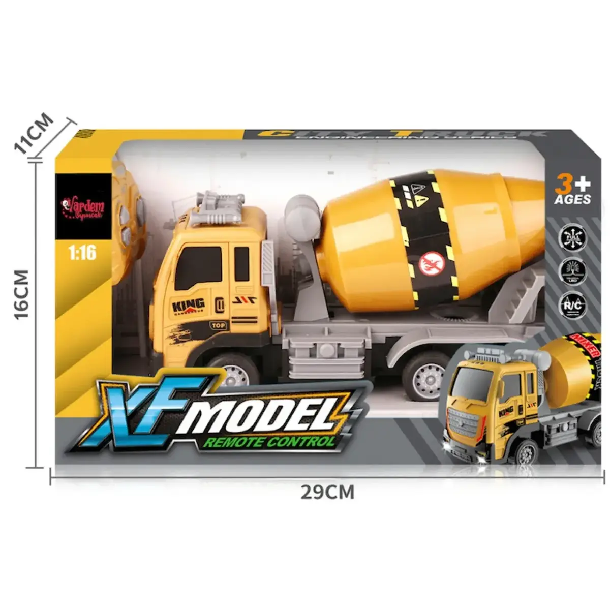 Vardem Kutulu Uzaktan Kumandalı Full Fonksiyon Şarjlı 1:16 XF Model İş Kamyonu