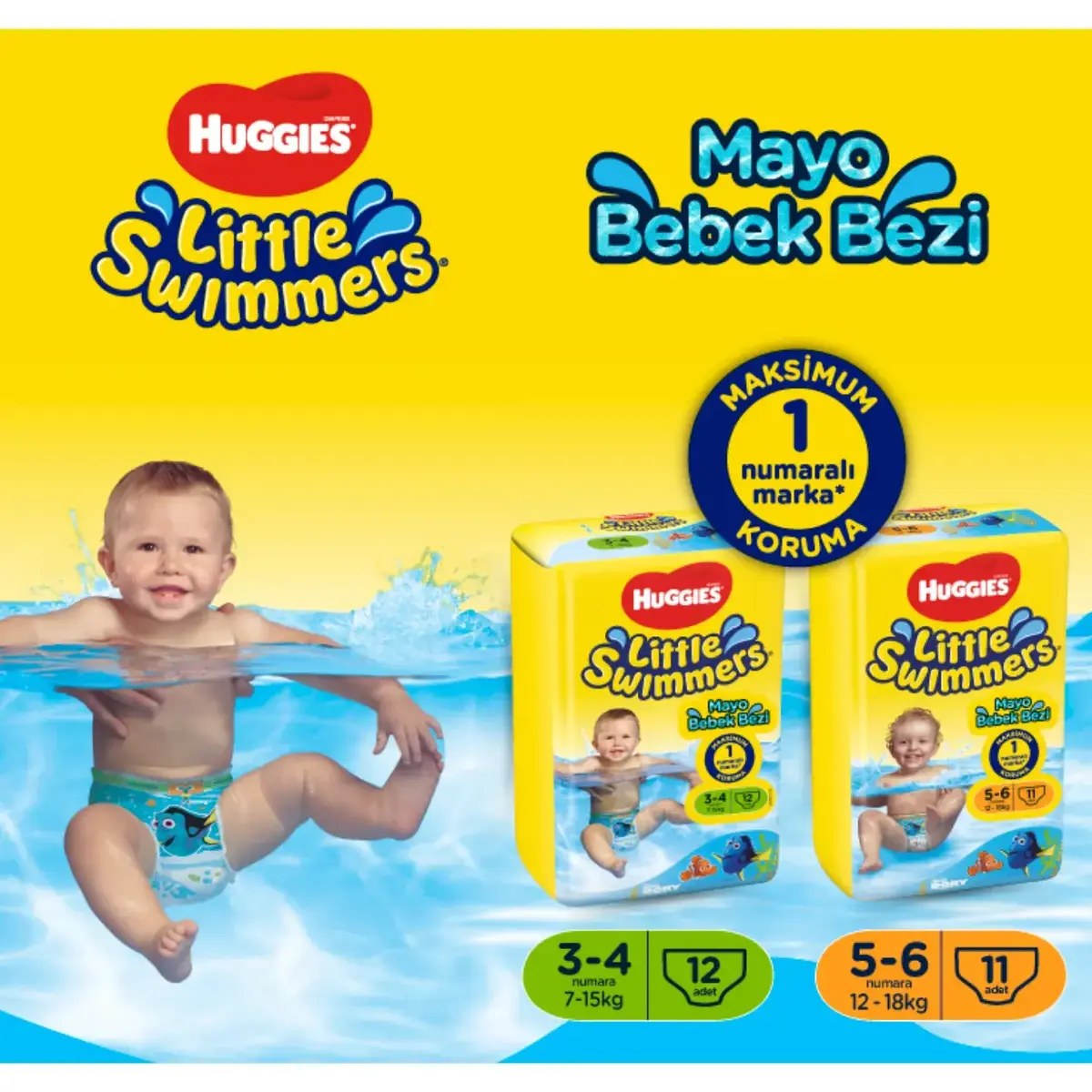 HUggies Little Swimmers Mayo Bebek Bezi Small 7-15 Kg+Sebamed Bebek Güneş Kremi 50 Faktör 75 ml